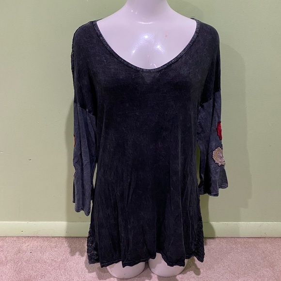 T Party Fashion Tops - Denim Vibe T Party Bell Sleeve Shirt